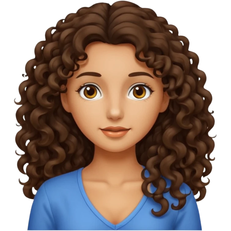 Fille brune cheveux bouclé long peau légèrement bronzé  emoji