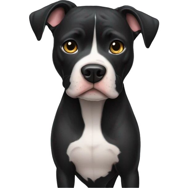 Perro pitbull negro con una dueña, piel clara ,pelo corto y negro  emoji