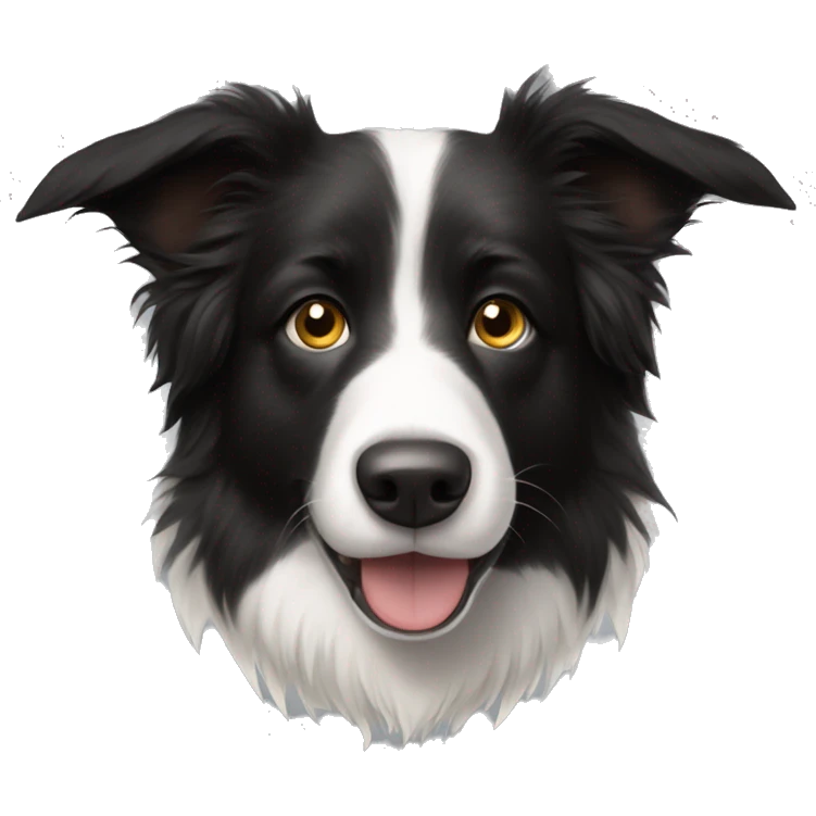 Hairy Border collie with backdown ears and arnes emoji