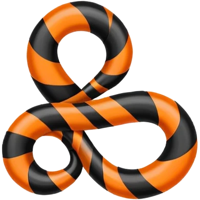George ribbon curled with orange and black stripes, simple style emoji