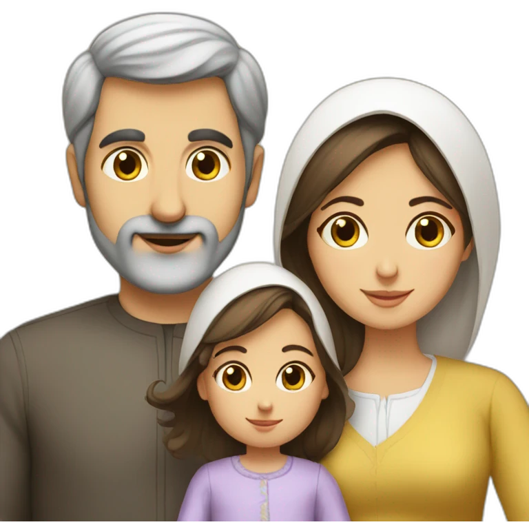 Iranian man, French wife, and baby girl emoji