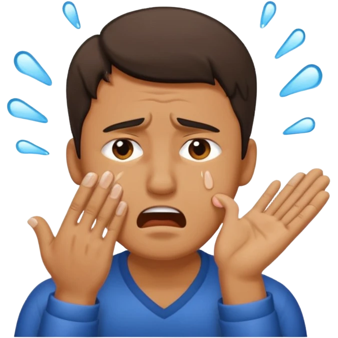 Generate me a dude slapping  his face in annoyance while he's crying emoji