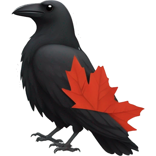 Crow with maple leaf flag emoji