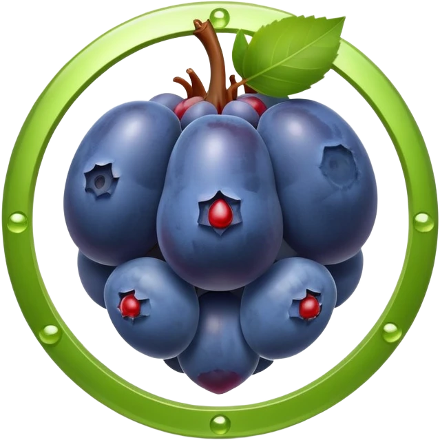 Antioxidant-rich foods (blueberries, pomegranate, grapes, dark chocolate, green tea) surrounded by a powerful, bright protective shield. The shield emits intense rays that destroy dark particles of free radicals, creating a strong protective barrier around body cells. emoji
