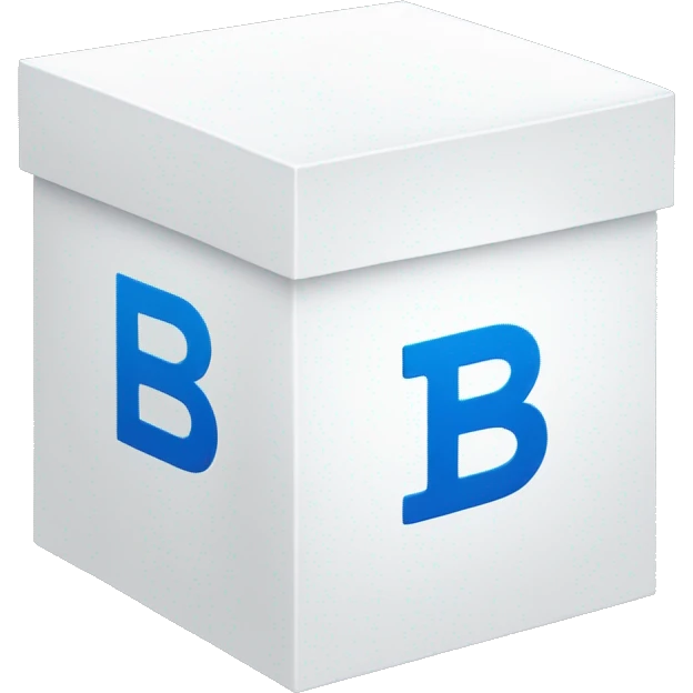 white box with blue illustrations and bold 'B' logo in the middle emoji
