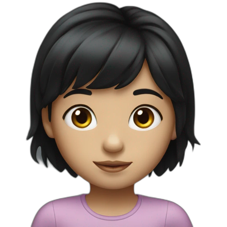small girl with black hair with iphone emoji