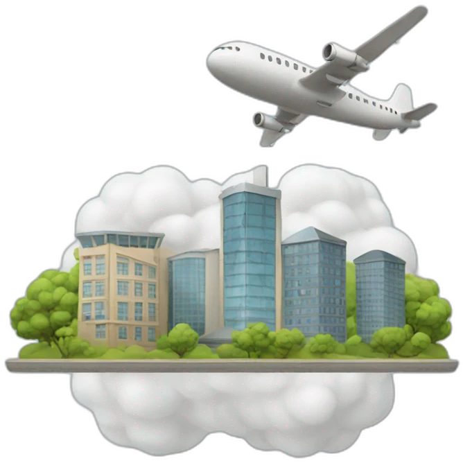Plane and two buildings emoji