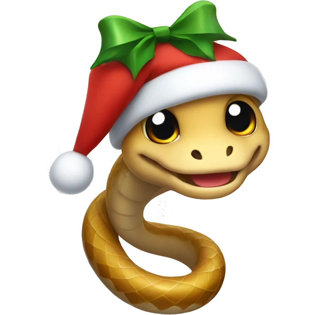 cute snake in a Christmas cap emoji