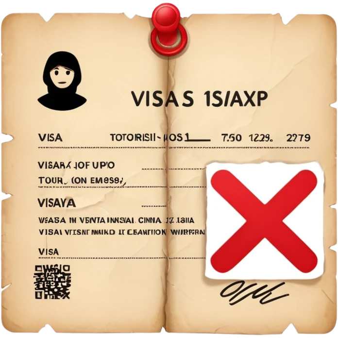 Tourist visa denied with an x emoji