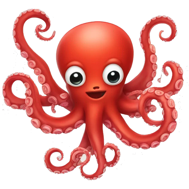 red cartoon octopus making heart sign with tentacles emoji