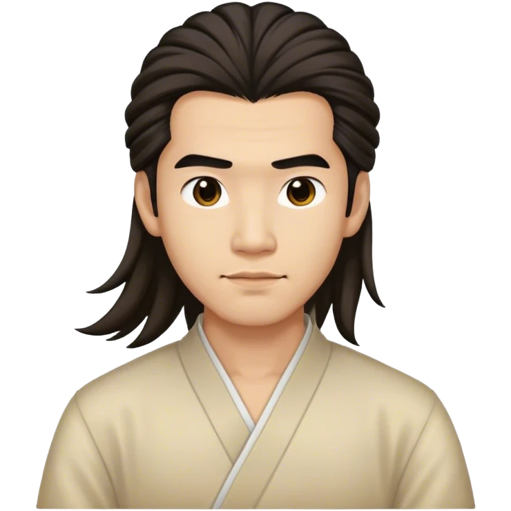 Asian man with long hair half up do emoji