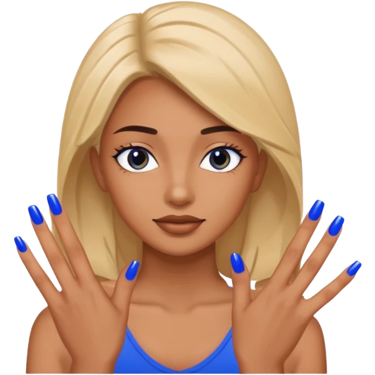 Blue nails tan skin emoji