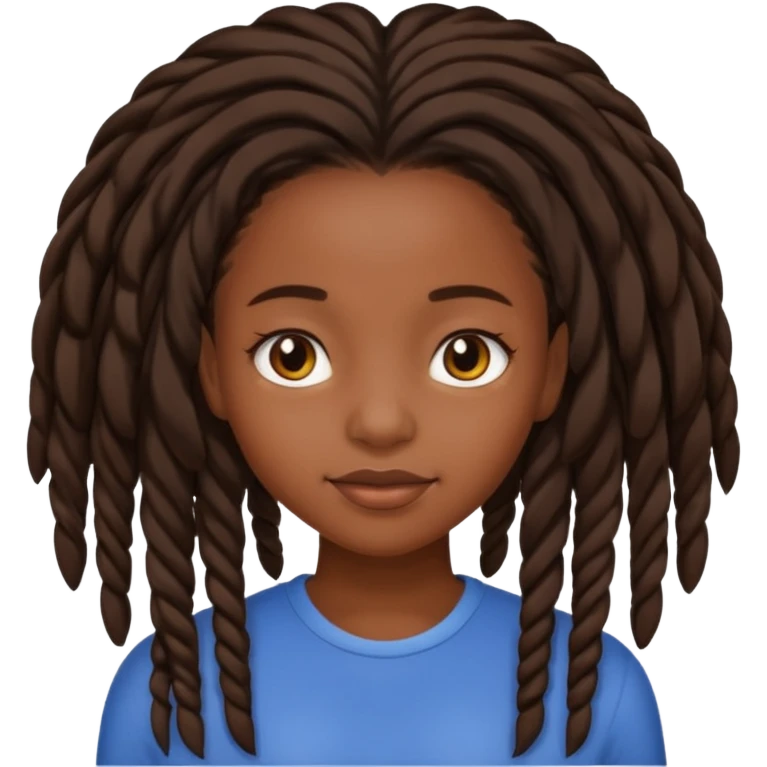 black girl with brown skin and microlocks emoji