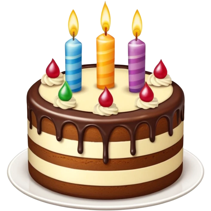 creame una chocotortaa de cumpleaños con velitas arcoiris emoji