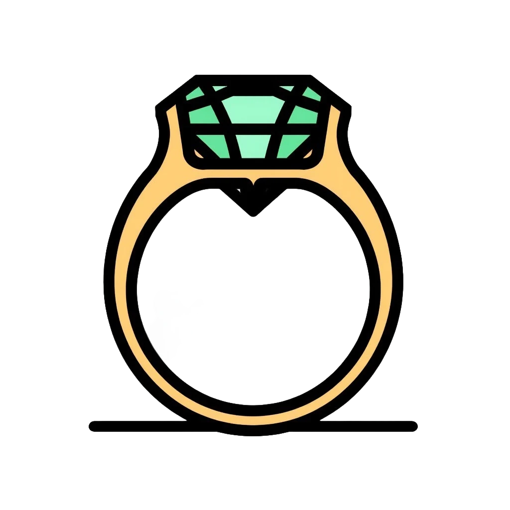Elegant diamond ring with gold band and emerald-shaped diamond gemstone emoji