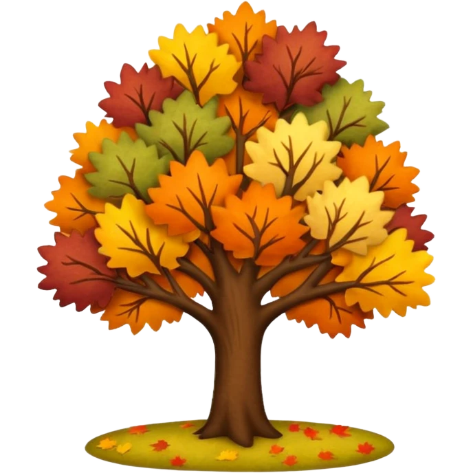 Fall tree with beautiful autumn colors, felt texture emoji