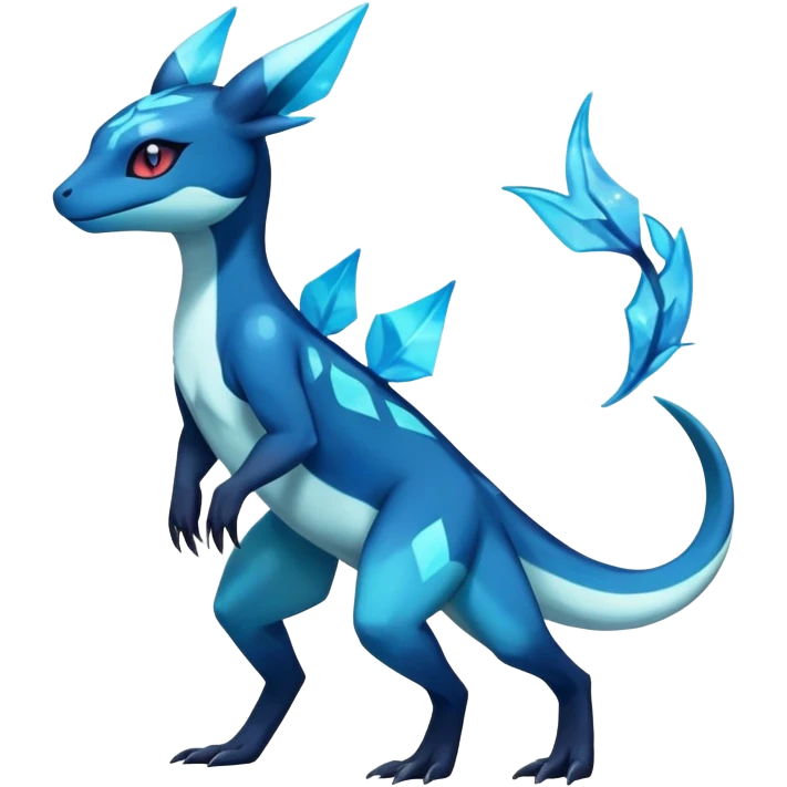 Colorful Dark Shiny Exotic Salandit-Aurorus-Glaceon-Fakémon-hybrid-creature (full body)  emoji