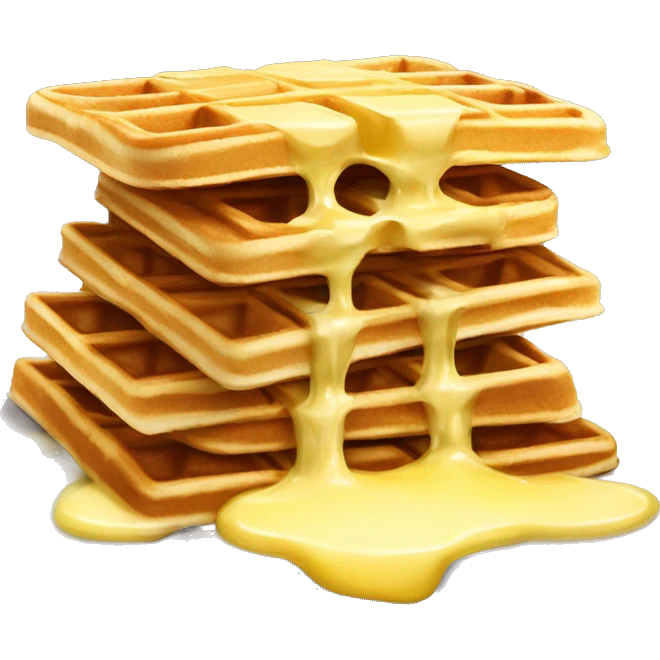 Stack of waffles with a square of butter on the top emoji