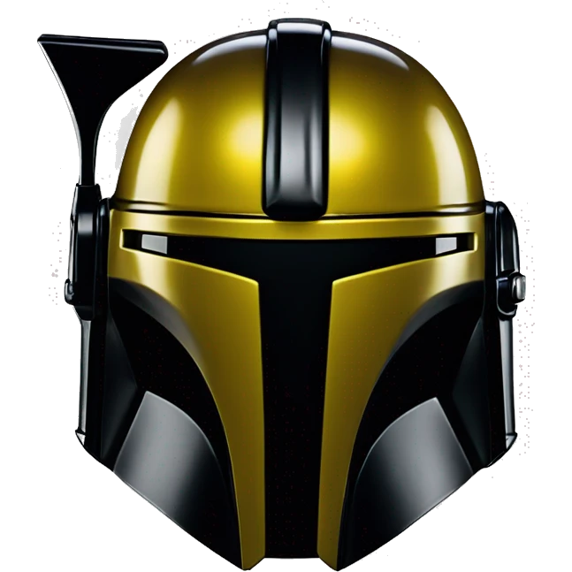 Gloss black and yellow mandalorian helmet with one antenna emoji