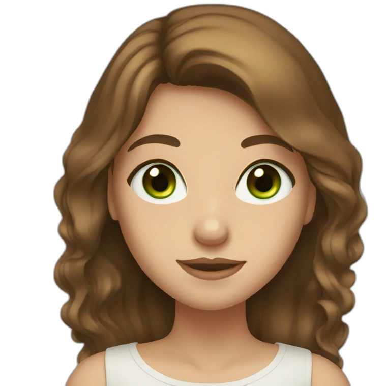 green eyes and long brown hair girl emoji