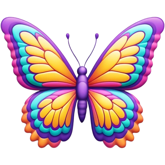 3D, psychedelic colored hippie style butterfly border emoji
