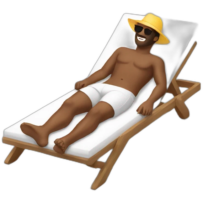 man laying in sunbed emoji