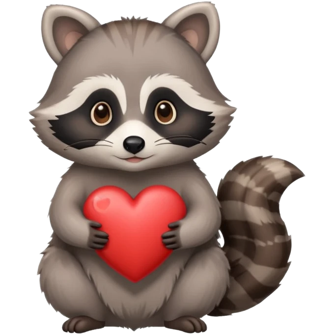 Raccoon hold heart emoji