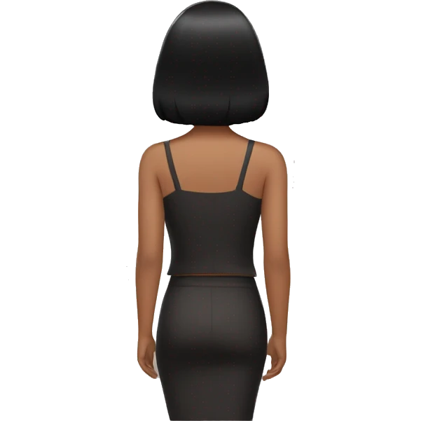 back of a brown women with black hair and a white crop  emoji