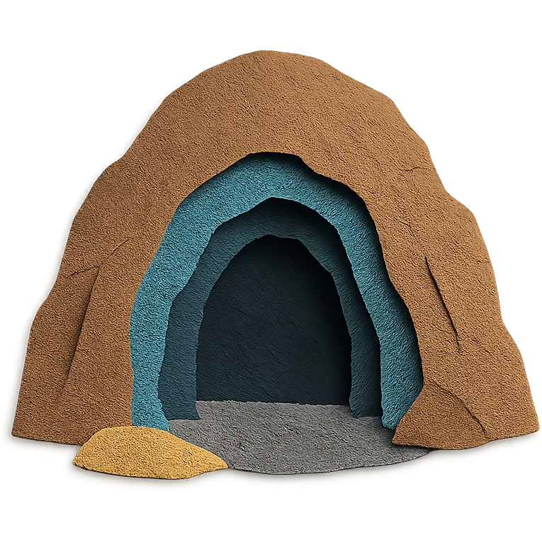 a cave, paper craft style emoji