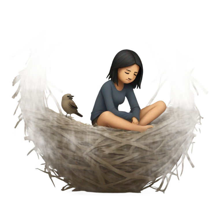 Sad girl with empty nest emoji