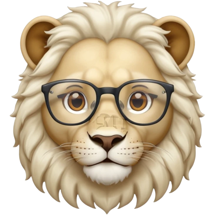 White Lion with glasses on emoji