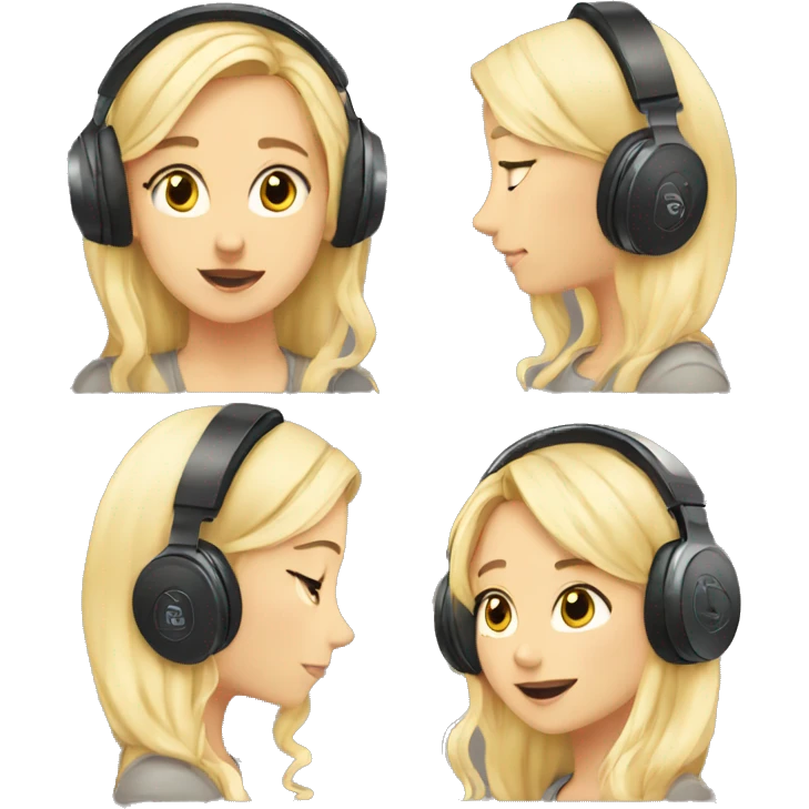 blond girl pose headphones an micro tumblr emoji