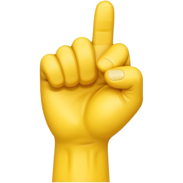 A 3D Apple-style yellow hand emoji, closed fist with thumb pointing backward over the shoulder direction, smooth rounded shape, shiny surface, clean minimal background. emoji