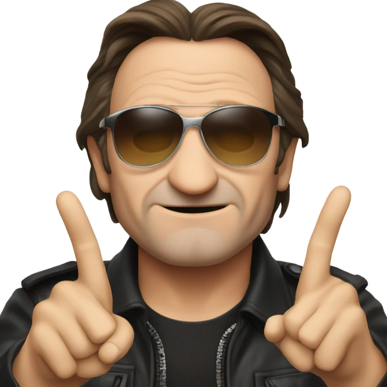Bono doing peace sign emoji