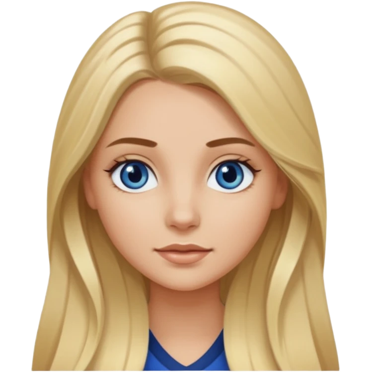 white long blonde hair girl with darker roots in her hair and dark blue eyes that's not really tan but not pale emoji