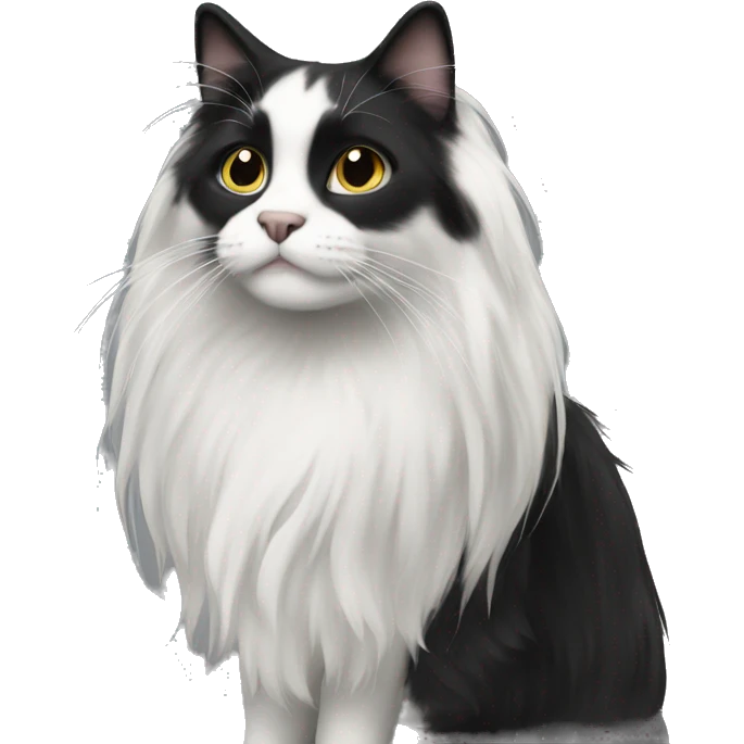 Black and white long haired cat emoji