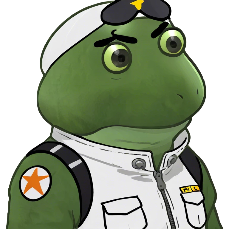 bufo dressed as pilot in a white outfit, zoomed out emoji