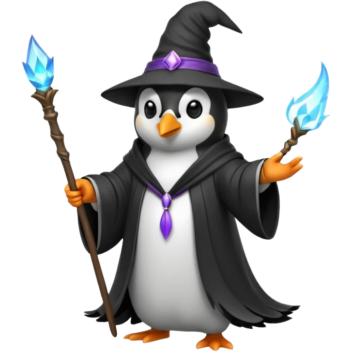 penguin wizard casting a spell emoji