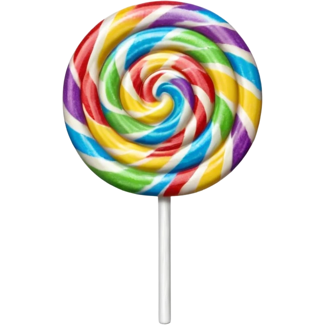 3D render of Lollipop Tree, made entirely of dessert materials, glistening sugar crystal texture, swirled rainbow hard candy top on a white stick, delicious confectionery aesthetic, Apple emoji style, isolated on white background --v 6.0. emoji