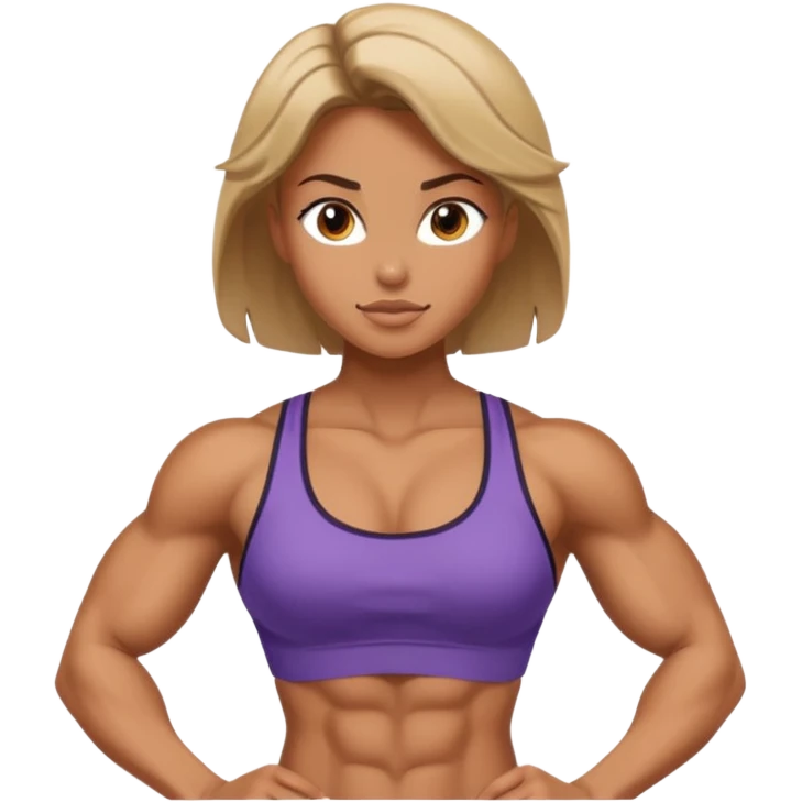 an extremely muscular girl with strong abs emoji