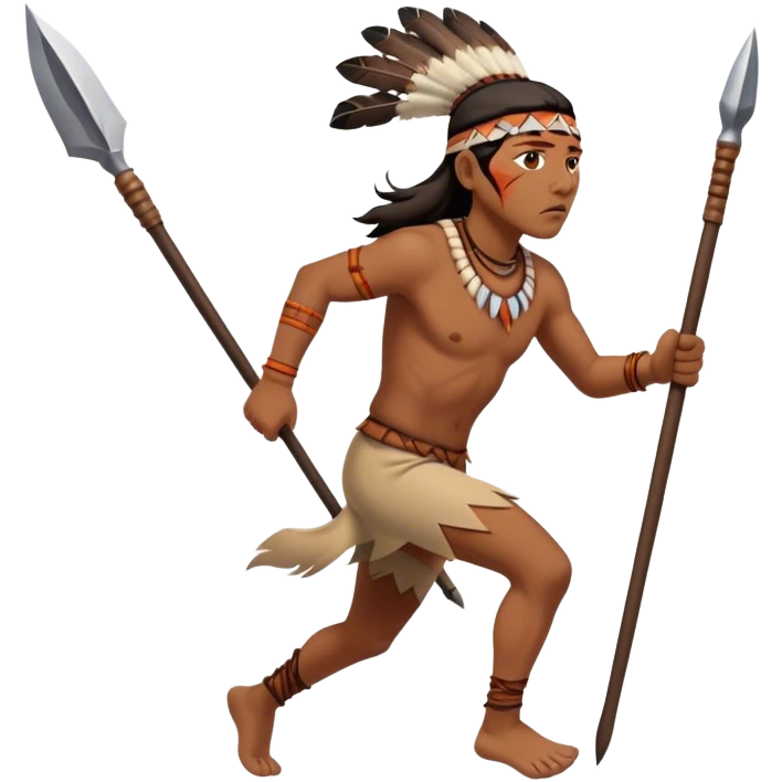 american Indian running with hunting spear emoji