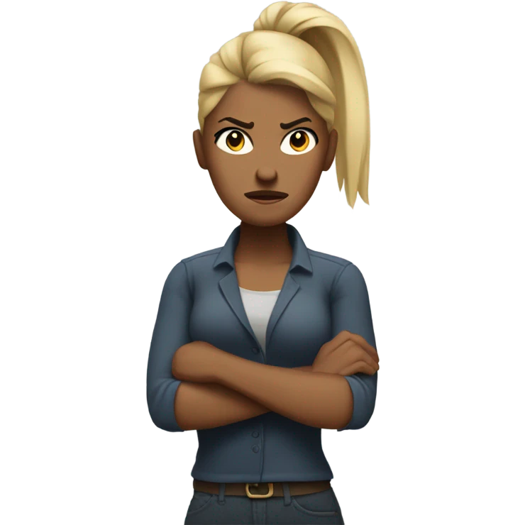 arms crossed angry woman blonde ponytail emoji