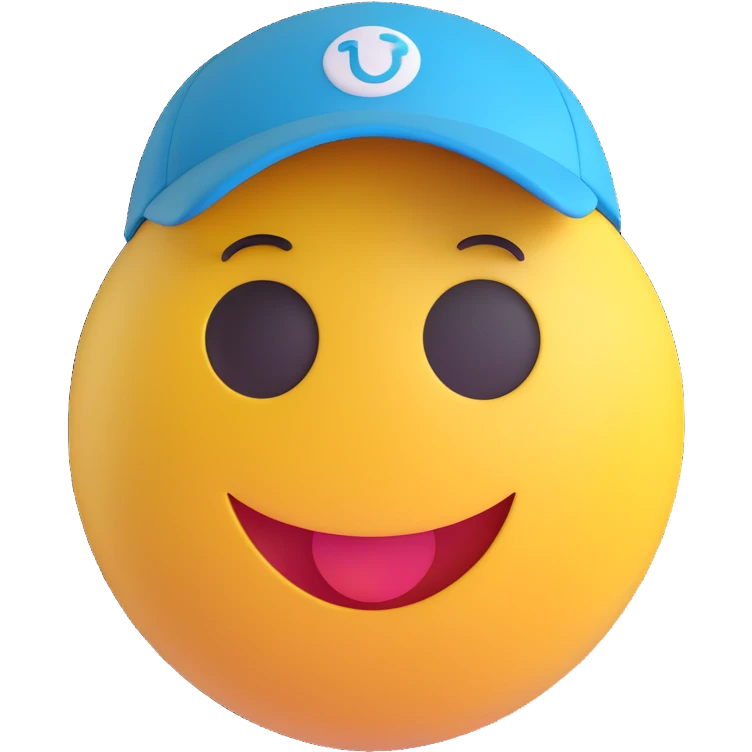 3D smiley emoji, round shape, wearing triathlon cap, sporty face emoji