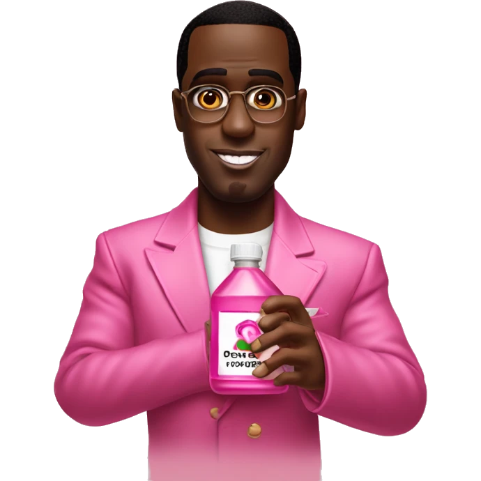 sean combs holding pink labeled oil emoji