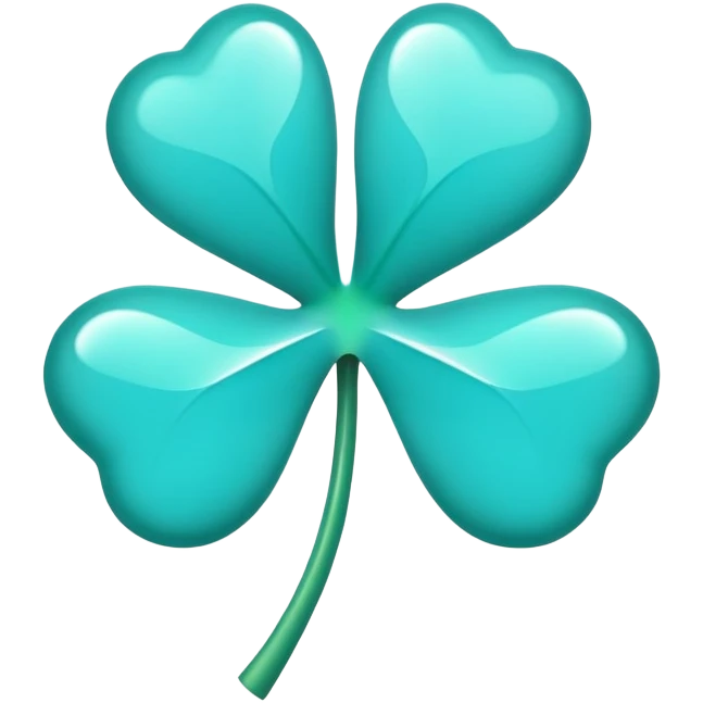 Turquoise 4 leafs clover shape emoji