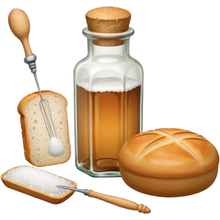  a one victorian bottle of salt and a loaf of bread - crochet needles and a ball of wool emoji