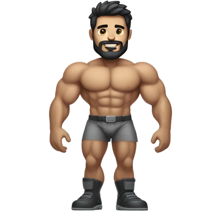 muscular man half robot with short, dark hair and a neatly trimmed beard emoji