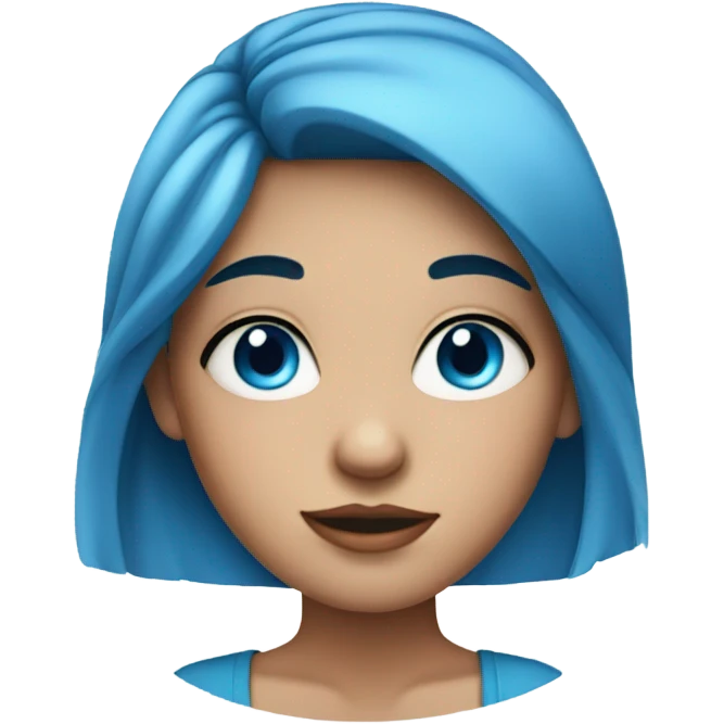 teenage girl with blue eyes and blue hair emoji