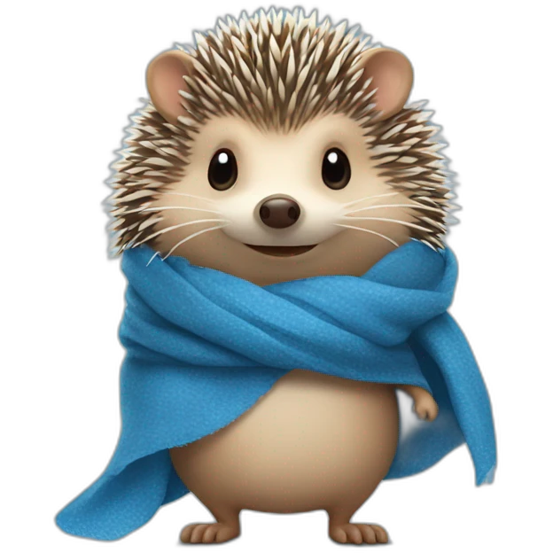 hedgehog with blue scarf say hi emoji