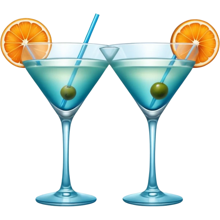 Create an two emoji of martini cocktail, cheers with blue lagoon cocktail emoji